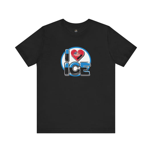 I Love Ice Graphic Tee, Fun Winter Shirt, Cool Gift for Ice Skaters, Cozy Casual Wear, Perfect for Holidays