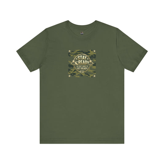Camo Stay Ready Tee, Casual Unisex T-Shirt for Everyday Wear, Gift for Friends, Outdoor Adventures, Military Style Shirt
