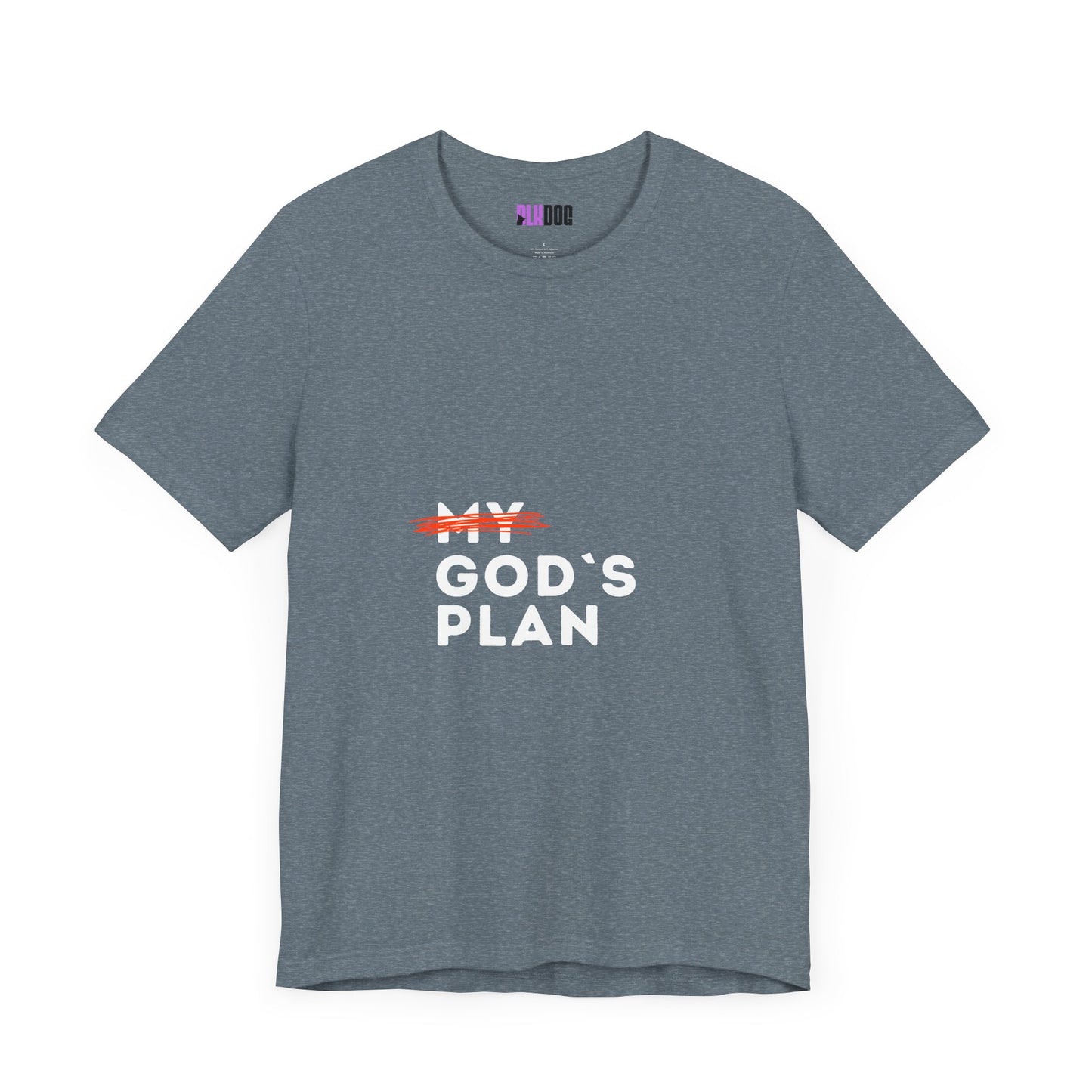 Religious Tee, Faith Shirt, Christian Tshirt, Inspirational Top, Crossed Out God's Plan Unisex Jersey Short Sleeve Tee
