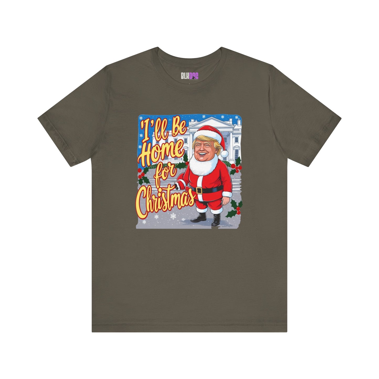 Christmas Trump Home Tee, Funny Political Graphic T-Shirt, White House Holiday Shirt, Patriotic Unisex Jersey Top, Mens Womens Apparel