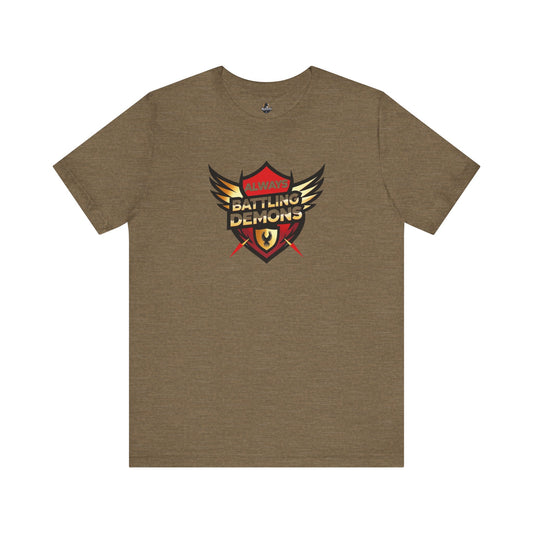 Battling Demons Unisex Tee, Motivational T-Shirt for Gamers, Casual Wear, Great for Gifts, Fitness, and Self-Improvement