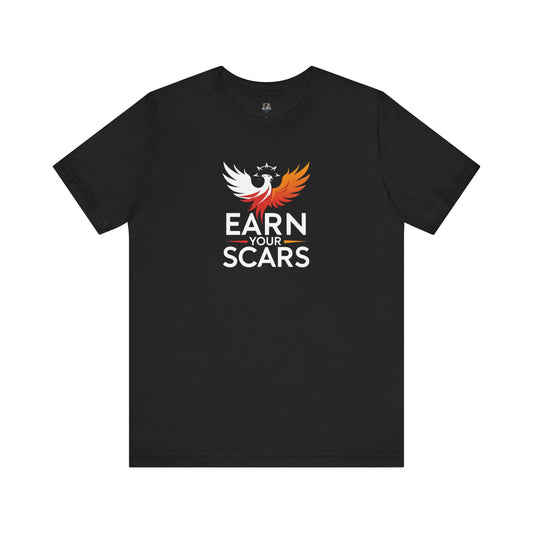 Phoenix Rise T-Shirt | Earn Your Scars Tee | Motivational Apparel | Gift for Resilience, Fitness, and Mental Strength