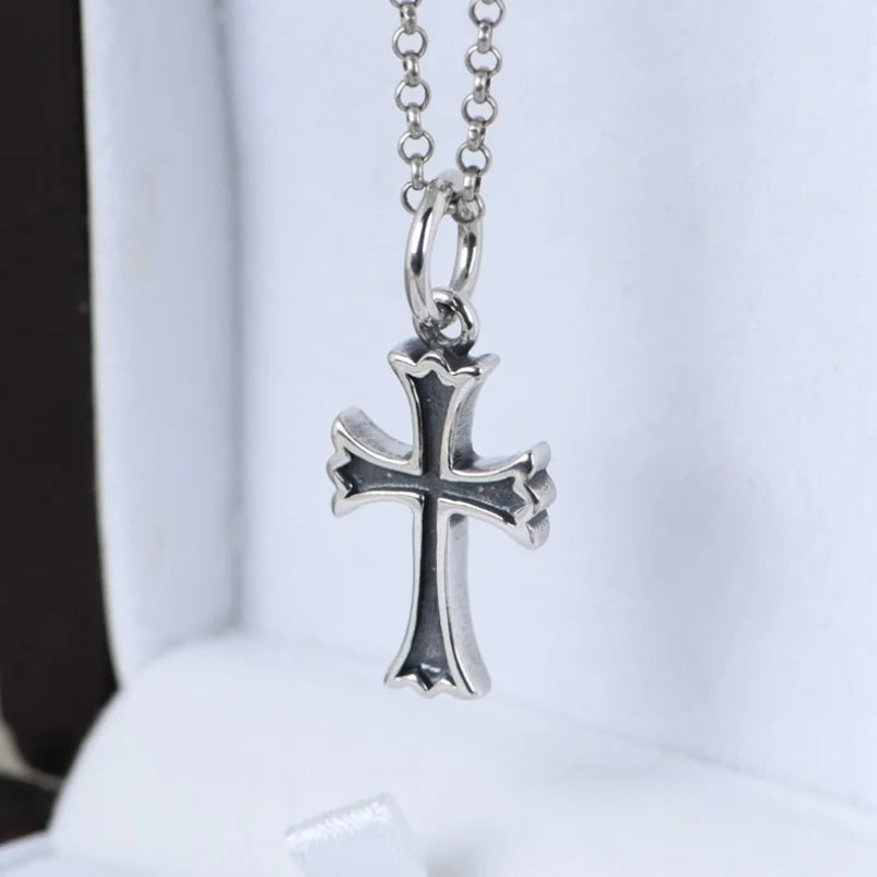 S925 Sterling Silver Retro Simple Design Cross Pendant For Man Woman Real Silver Christ Jesus Cross Pendant Jewelry
