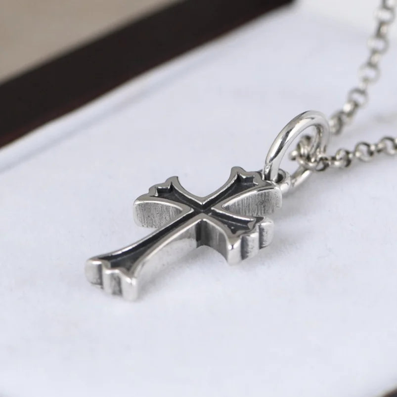 S925 Sterling Silver Retro Simple Design Cross Pendant For Man Woman Real Silver Christ Jesus Cross Pendant Jewelry