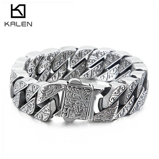 17mm Chunky Cuba Chain Bracelet For Men Stainless Steel 316L Cool Hand Thick Chain Jewelry