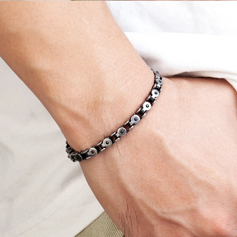 MKENDN Mens vintage Stainless Steel Byzantine Curb Cuban Link Chain Bracelets For Men Women Unisex HIp-HOP Wrist Jewelry Gifts