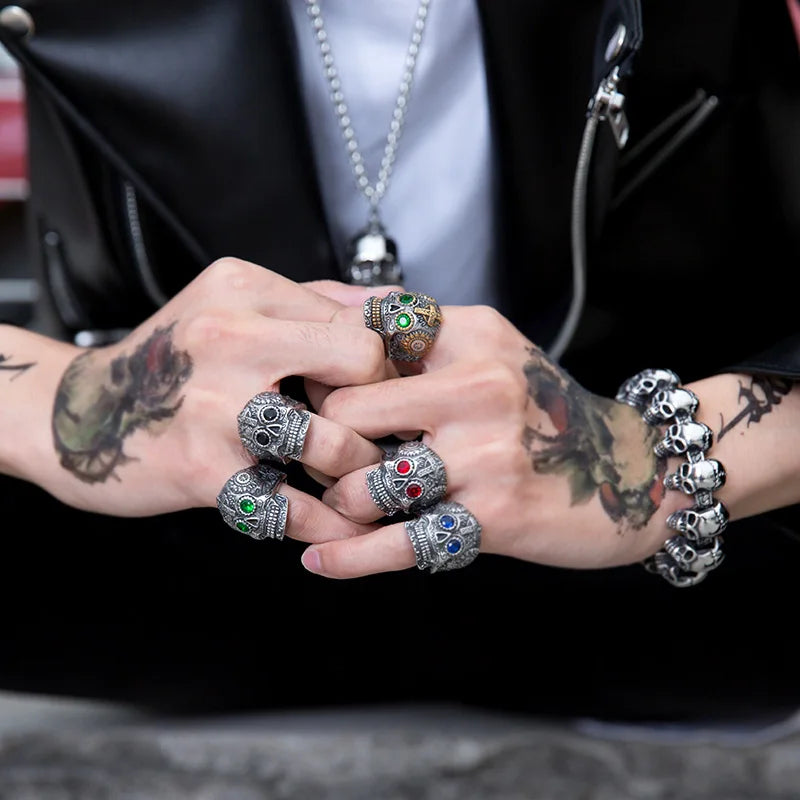 Beier 316L Stainless Steel gem ring Cross skull biker men Ring hot sale Man's fashion jewelry LLBR8-327R