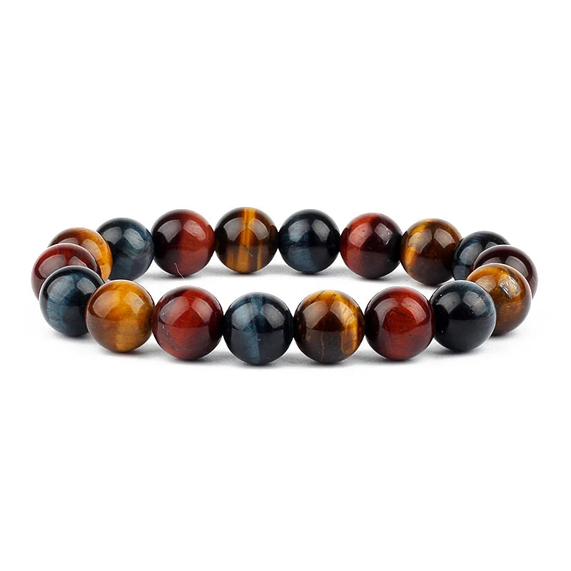 Fashion 8mm 10mm 12mm colorful Tiger eyes Beads Bracelet Men Charm Natural Stone Braslet For Man Handmade Jewelry Gifts Pulseras