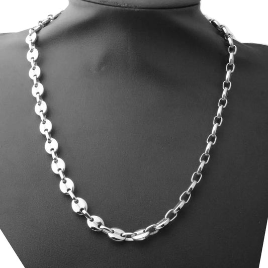 7"-40" 7mm 9mm 11mm High Polishing Silver Color Coffee Beans Link Chain Womens Mens Stainless Steel Necklace Or Bracelet Jewelry