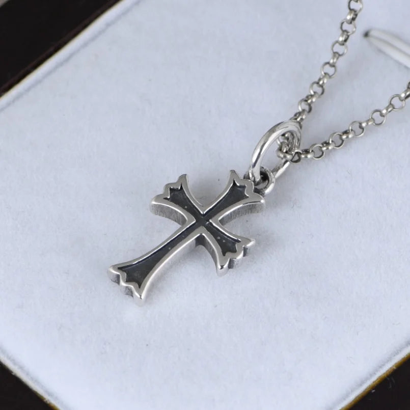S925 Sterling Silver Retro Simple Design Cross Pendant For Man Woman Real Silver Christ Jesus Cross Pendant Jewelry