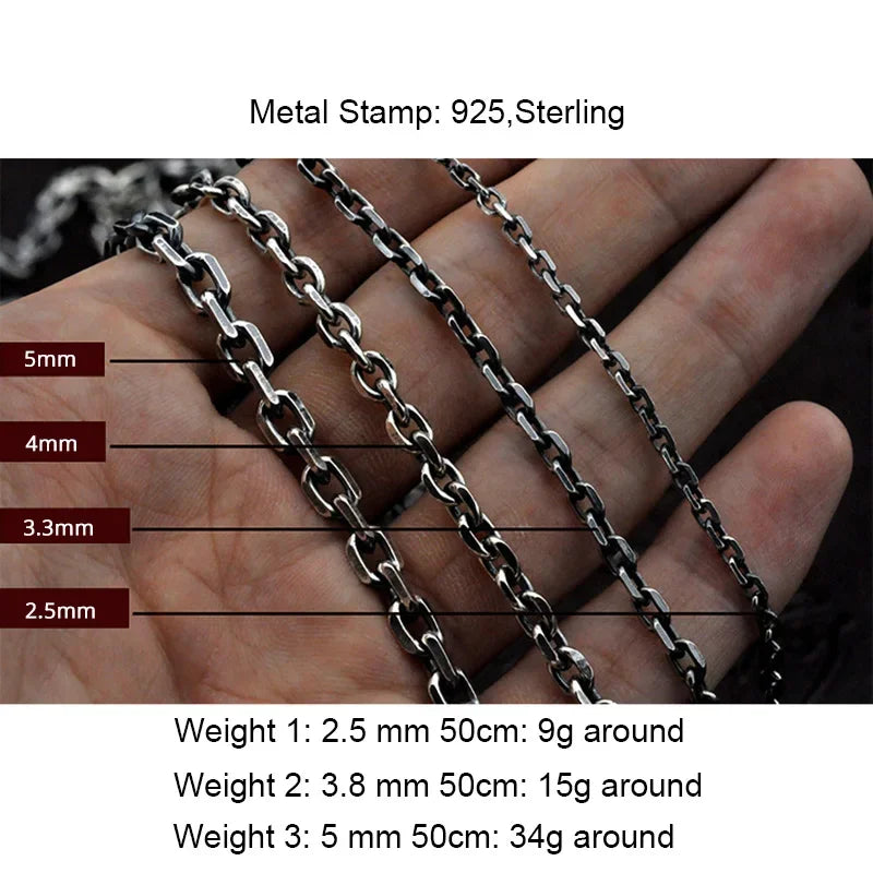 Real Pure 925 Sterling Silver Necklaces For Men And Women Vintage Viking Link Chain Punk Jewellery
