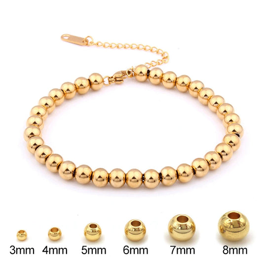 316L Stainless Steel Bracelets For Women Men 3/4/5/6/7/8mm Beads Bracelet Gold Silver Color Bead Chain Bracelets Jewelry