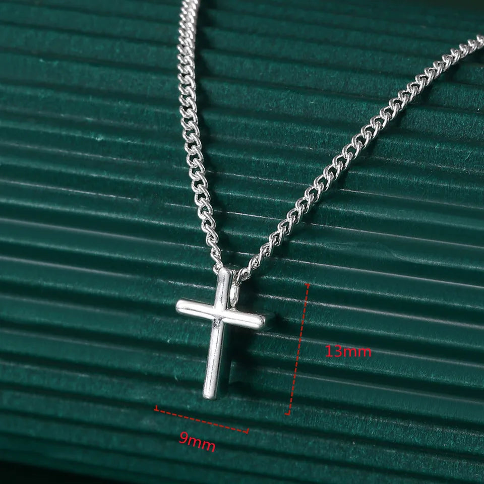 Buyee 925 Sterling Silver Small Pendant Chain Cute Cross Simple Necklace for Woman Girl Fashion Party Fine Jewelry Chain