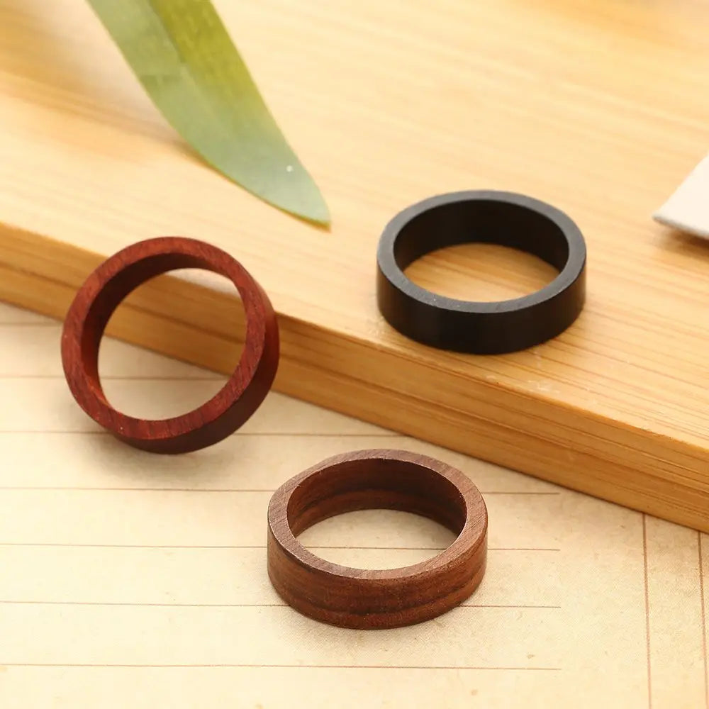 New Sandalwood Ebony Natural Wood Rings Pagan Retro Pull Finger Mens Ebony Finger Ring Women Men Jewelry Gift Party Accessories
