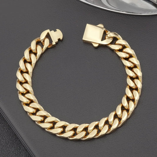 8/10/12/14mm Wide Miami Cuban Link Chain Bracelet for Men Women Hip Hop Urban Street-wear Jewelry Stainless Steel Bracelet